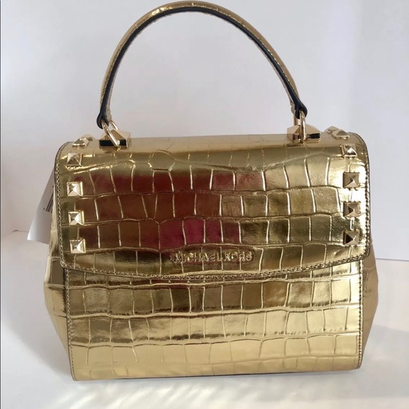 Michael Kors Handbags - Michael Kors NEW Karla Gold Satchel Purse Leather